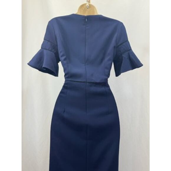 Maggy London Navy Flutter Sleeve Sheath Dress – Size 6 - Picture 12 of 15